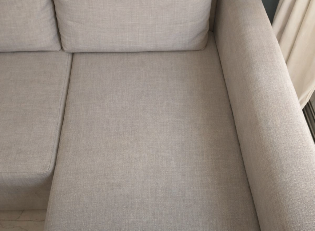 Refreshed sofa after deep cleaning by Deep Cleaning Cyprus